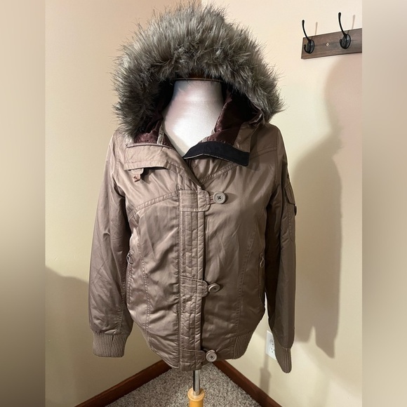 Columbia Women’s Brown Waterproof Detachable Hooded Coat Sz S EUC - Picture 1 of 11